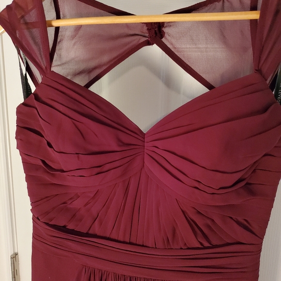 Bill Levkoff Long Bridesmaid Dress in Wine - Picture 2 of 7